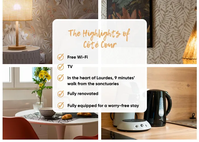 Cote Cour - 9 Min Des Sanctuaires - Moderne & Equipe - Jusqu'a 4 Couchages Lägenhet